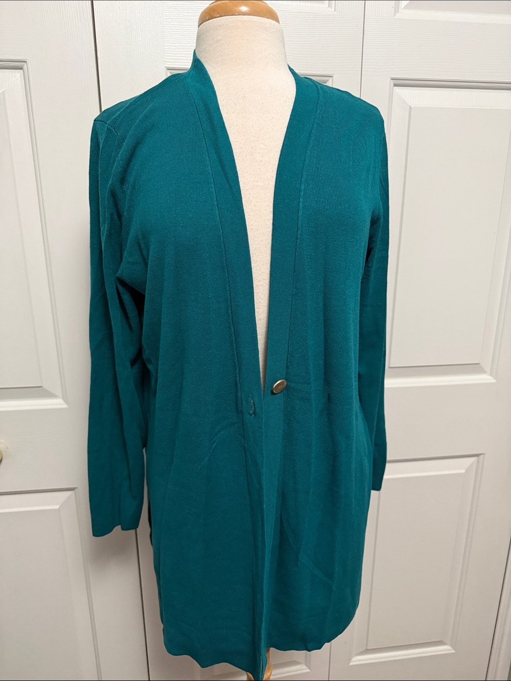 Teal Open-Front Women's Sweater Cardigan